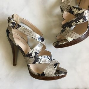 Nine West Strappy Snake Skin Heels NWT